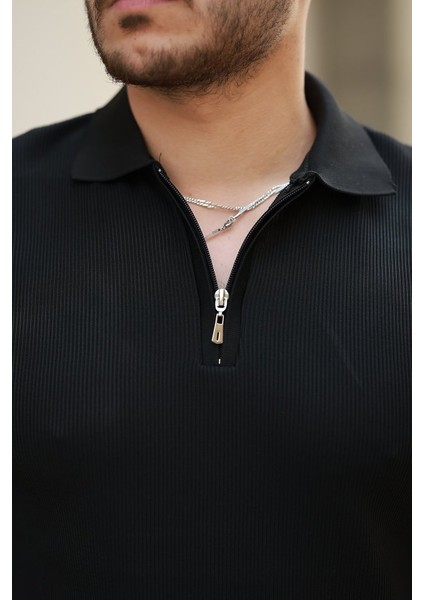 Erkek Fermuarlı Yakalı Kısa Kollu Tshirt modelleri