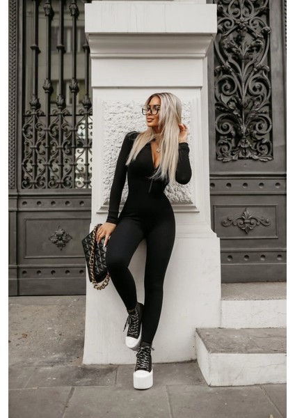 Kadın Uzun Kollu Fermuarlı Kaşkorse Tulum