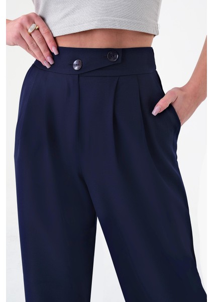 Kadın Lacivert Kore Model Palazzo Pantolon