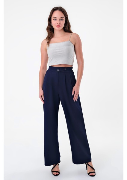 Kadın Lacivert Kore Model Palazzo Pantolon fiyatları