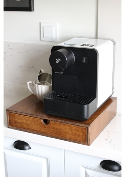 Kapsül Kahve Standı Organizer Raf Ceviz