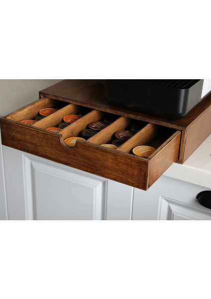 Kapsül Kahve Standı Organizer Raf Ceviz