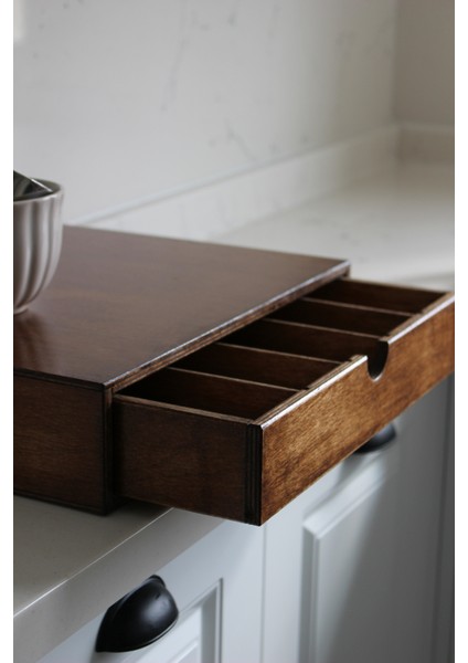 Kapsül Kahve Standı Organizer Raf Ceviz