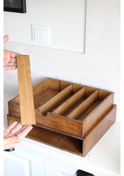 Kapsül Kahve Standı Organizer Raf Ceviz