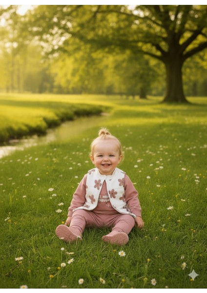 Laura Baby Çiçek Baskılı Yelekli 3 Lü Kız Bebek/çocuk Takım fiyatları
