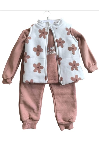 Laura Baby Çiçek Baskılı Yelekli 3 Lü Kız Bebek/çocuk Takım modelleri