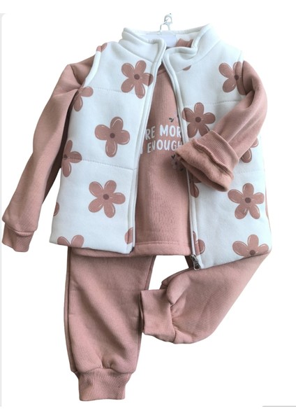 Laura Baby Çiçek Baskılı Yelekli 3 Lü Kız Bebek/çocuk Takım fırsatları