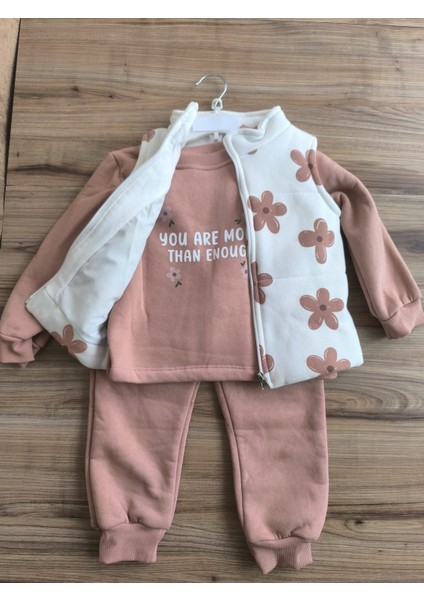 Laura Baby Çiçek Baskılı Yelekli 3 Lü Kız Bebek/çocuk Takım