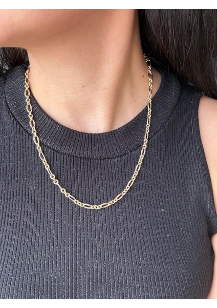 Xuping 14K Orta Kalın Damla Işıltılı Zincir Gold Kolye