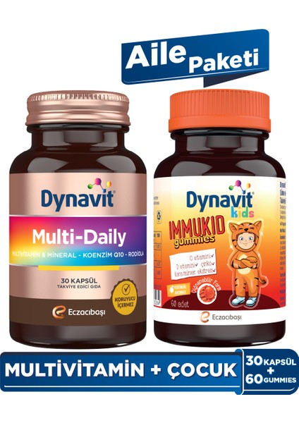Multidaily (Multivitamin&enerji) + Immukid (Bağışıklık) – Aile Paketi