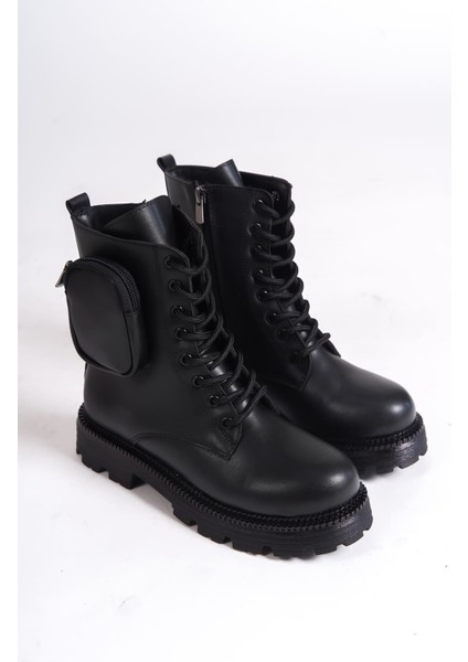 Gına Bağcıklı Fermuarlı Ortopedik Taban Çantalı Kadın Bot Cst - Siyah fırsatları