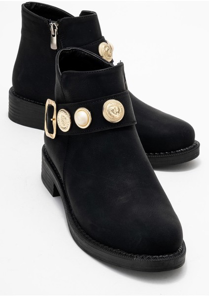 Kadın Topuklu Boğazlı Bot Siyah Zümrüt