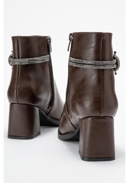 Kadın Taşlı Bot Kahve Cilt fırsatları