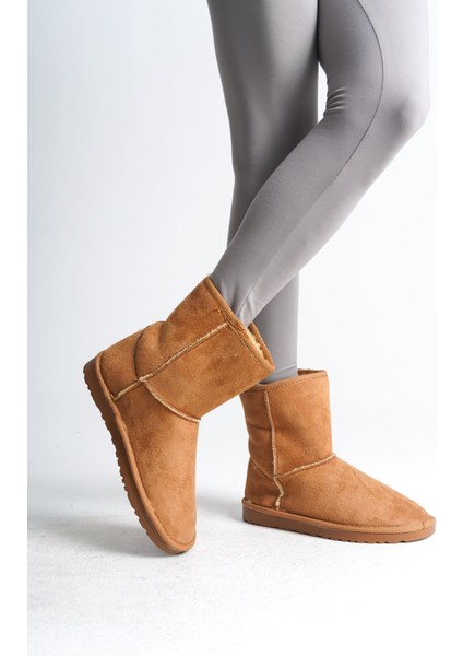 Selına Bağcıksız Düz Taban Içi Kürklü Süet Kadın Bot Stt - Taba modelleri