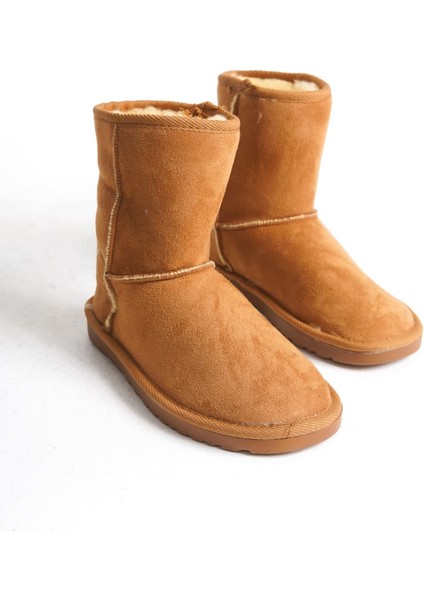 Selına Bağcıksız Düz Taban Içi Kürklü Süet Kadın Bot Stt - Taba indirimleri