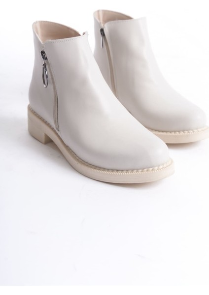 Margaret Fermuarlı Ortopedik Taban Topuklu Kadın Bot Ckt - Krem fırsatları