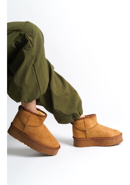 Amelıa Bağcıksız Düz ve Kalın Taban Içi Kürklü Kısa Süet Kadın Bot Stt - Taba modelleri