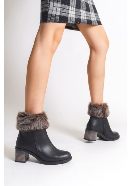 Julıa Fermuarlı Ortopedik Taban Tüylü Topuklu Kadın Bot Cst - Siyah fiyatları
