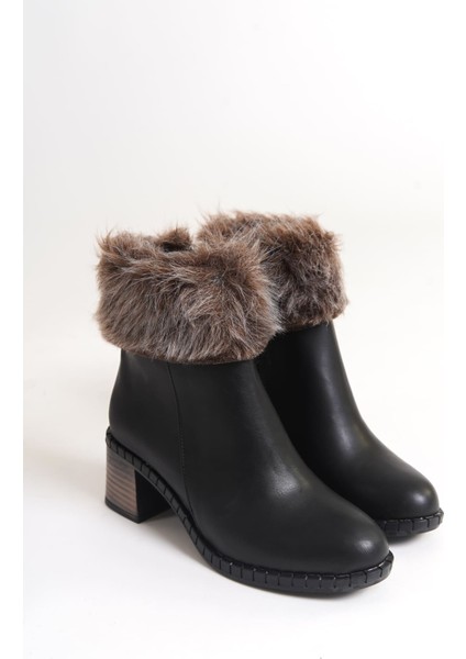 Julıa Fermuarlı Ortopedik Taban Tüylü Topuklu Kadın Bot Cst - Siyah fırsatları