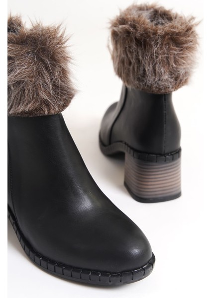 Julıa Fermuarlı Ortopedik Taban Tüylü Topuklu Kadın Bot Cst - Siyah indirimleri