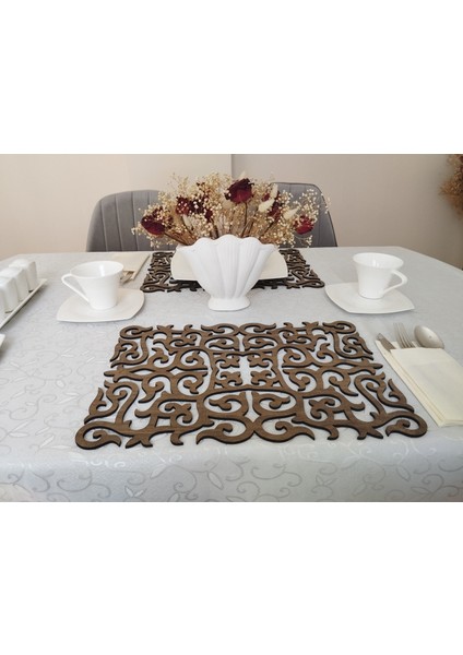 Ahşap Amerikan Servis Takımı 2 Parça Lazer Kesim Desenli Masa Altlığı 42X30 cm fırsatları