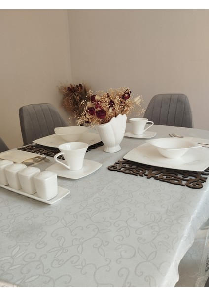 Ahşap Amerikan Servis Takımı 2 Parça Lazer Kesim Desenli Masa Altlığı 42X30 cm indirimleri