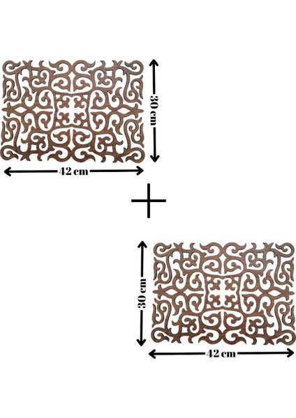 Ahşap Amerikan Servis Takımı 2 Parça Lazer Kesim Desenli Masa Altlığı 42X30 cm