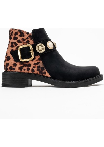 Kadın Topuklu Boğazlı Bot Siyah Zümrüt Leopar fiyatları
