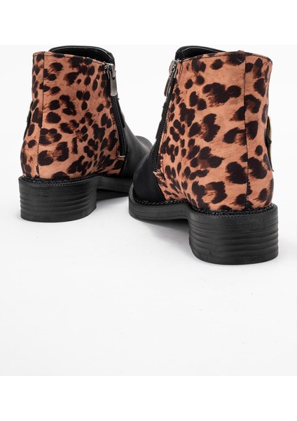 Kadın Topuklu Boğazlı Bot Siyah Zümrüt Leopar indirimleri