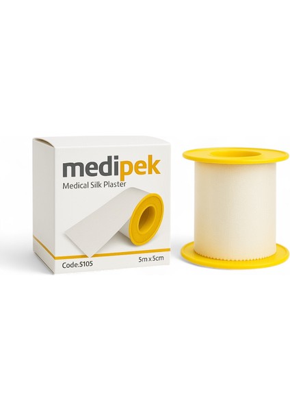 Medi-Ipek Tıbbi Ipek Flaster 5m x 5cm Sargı Bezi Hipoalerjenik, Cilt Dostu Medikal Flaster