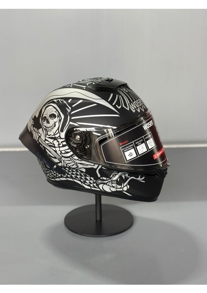WS-602 Güneş Gözlüklü Full Face Kask (Şeffaf Vizörlü) Matt Black K7 (602)