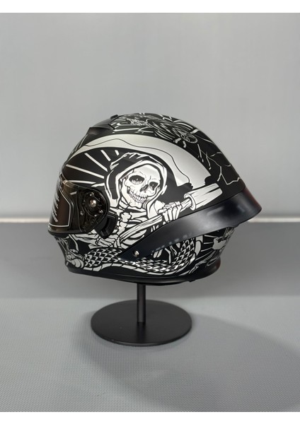 WS-602 Güneş Gözlüklü Full Face Kask (Şeffaf Vizörlü) Matt Black K7 (602) fırsatları