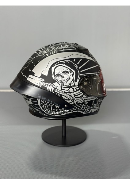 WS-602 Güneş Gözlüklü Full Face Kask (Şeffaf Vizörlü) Matt Black K7 (602)