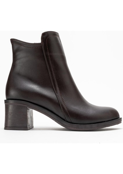 Kadın Sade Fermuarlı Bot Kahve Cilt fiyatları