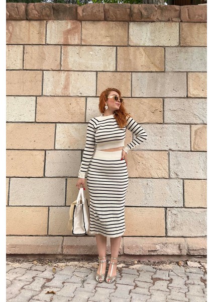 Bisiklet Yaka Triko Takım Krem fiyatları