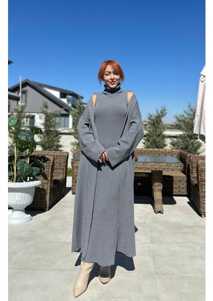 Gri Elbise Hırka Triko Takım modelleri
