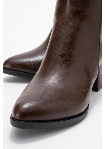 Kadın Topuklu Bot Kahve Cilt fırsatları