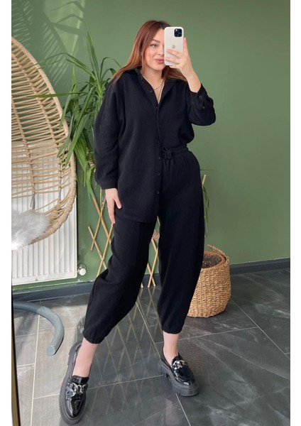 Mango Model Kaşe Şalvar Takım Siyah fırsatları