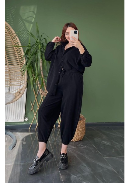 Mango Model Kaşe Şalvar Takım Siyah indirimleri