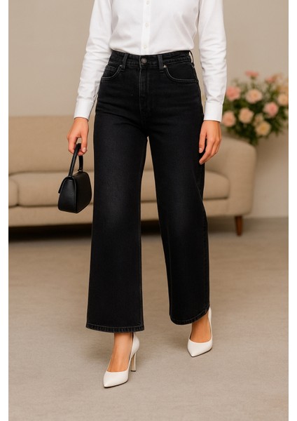 Kadın Palazzo Yüksek Bel Cotton Jean Pantolon modelleri
