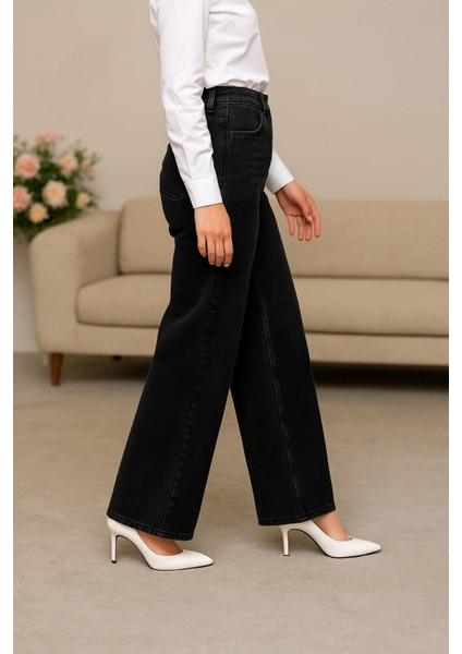 Kadın Palazzo Yüksek Bel Cotton Jean Pantolon indirimleri