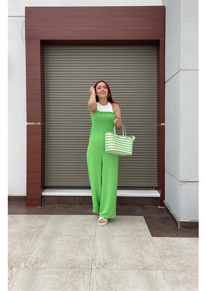 Gipe Detaylı Askılı Salopet Tulum Yeşil fiyatları