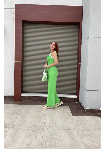 Gipe Detaylı Askılı Salopet Tulum Yeşil indirimleri