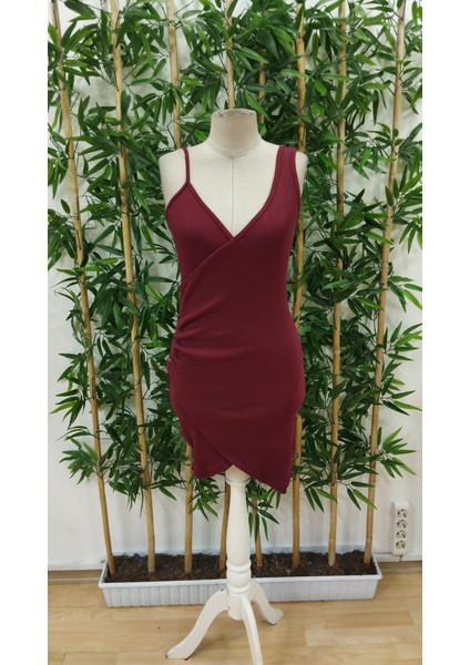 Kadın Tek Omuzu Ip Askılı Kruvaze Yakalı Belden Düğmeli Asimetrik Kesim Detaylı Kaşkorse Elbise fırsatları