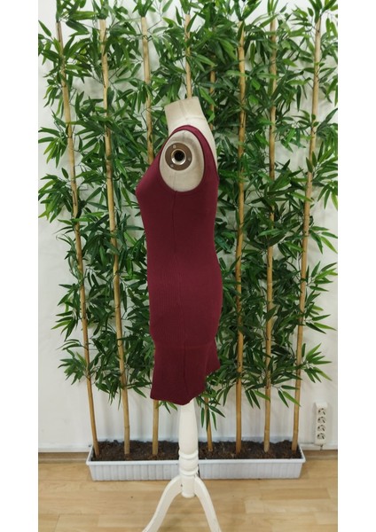 Kadın Tek Omuzu Ip Askılı Kruvaze Yakalı Belden Düğmeli Asimetrik Kesim Detaylı Kaşkorse Elbise indirimleri