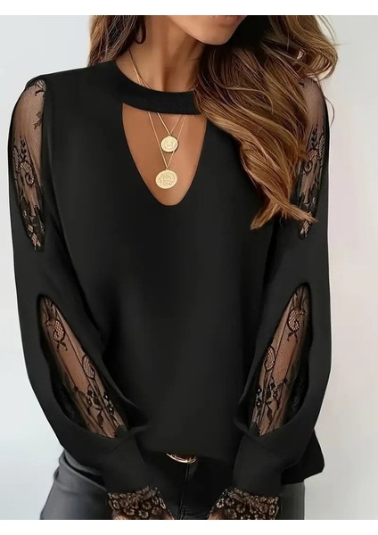 Kadın Uzun Kollu Damla Detaylı Viskon Iki Iplik Bluz fırsatları
