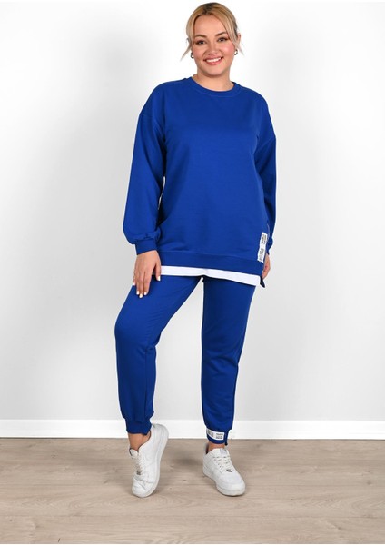 Kadın Büyük Beden Yanları Fermuar Detaylı Eşofman Takımı 3613-23