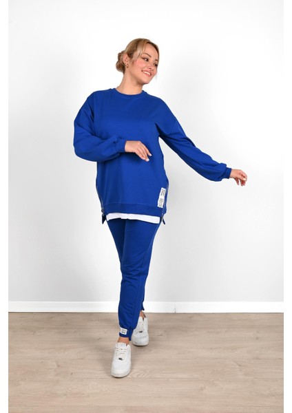 Kadın Büyük Beden Yanları Fermuar Detaylı Eşofman Takımı 3613-23 modelleri