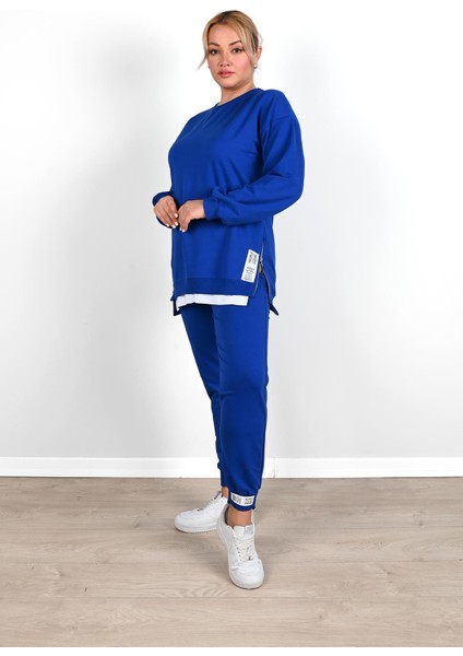 Kadın Büyük Beden Yanları Fermuar Detaylı Eşofman Takımı 3613-23 fırsatları