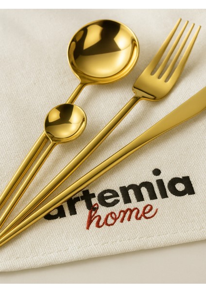 Royal 6 Adet Yemek Bıçağı | 18/10 Paslanmaz Çelik | Gold Kaplama Keskin ve Şık Sofra Bıçağı